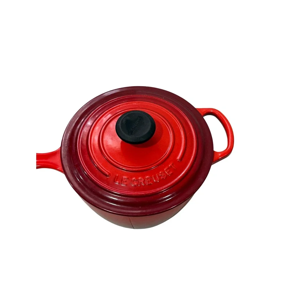 Le Creuset Signature Enameled Cast Iron Saucepan 2 1/4 Qt Cerise Red W/Lid